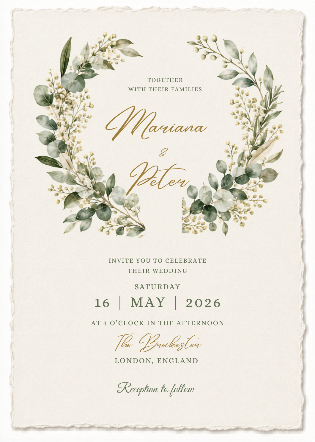 Eucalyptus Wreath Wedding Invitation Template